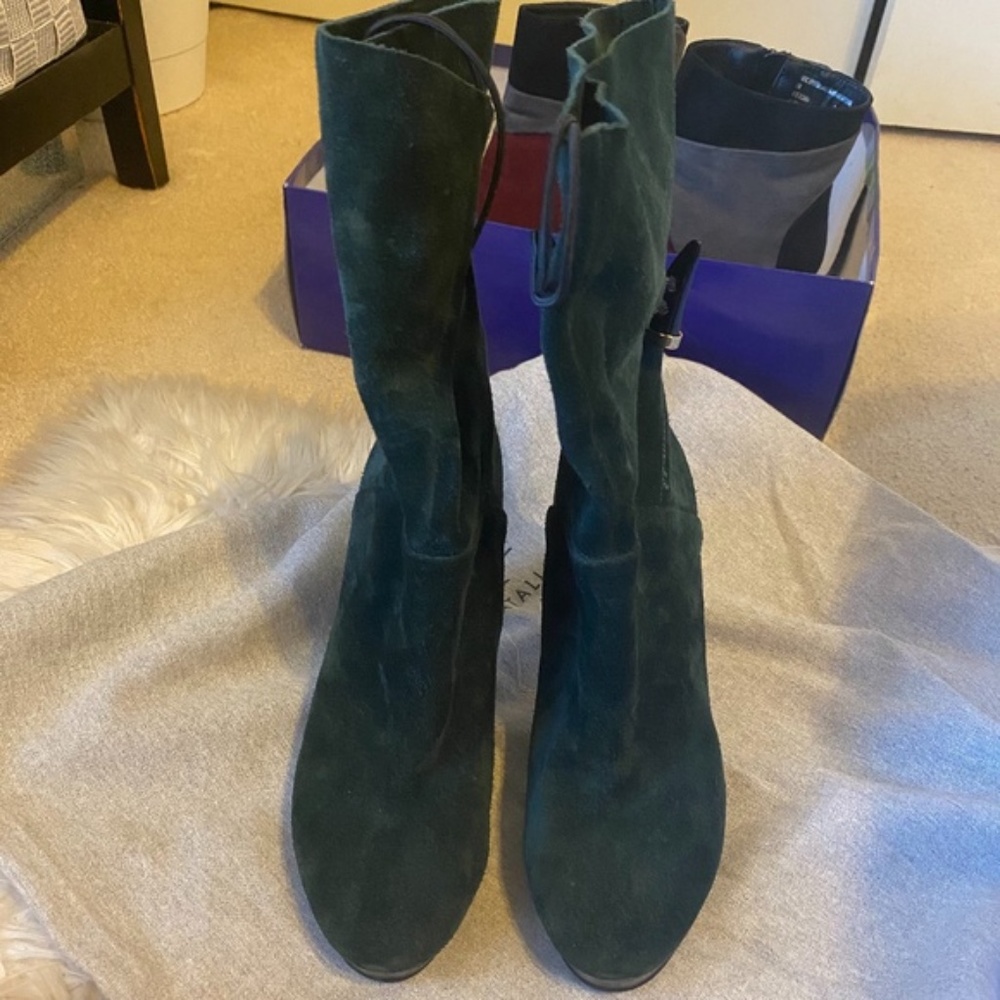 Unique House of Harlow 1960 dark Green Dyson Real Suede high heel Ankle Boots ❤️ - Picture 6 of 13